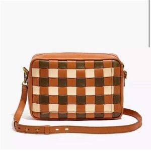 NWT Madewell Camera Crossbody Woven Leather Crossbody Bag